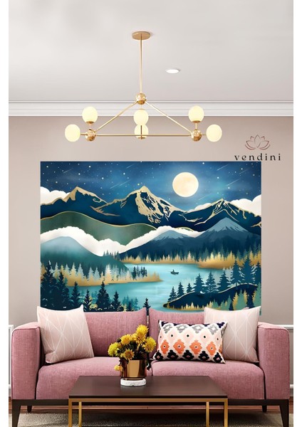 Dingin Mavi Manzara Duvar Örtüsü Duvar Halısı Wall Tapestry