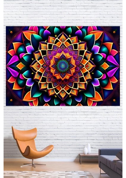 Rengarenk Mandala Duvar Örtüsü Duvar Halısı Wall Tapestry