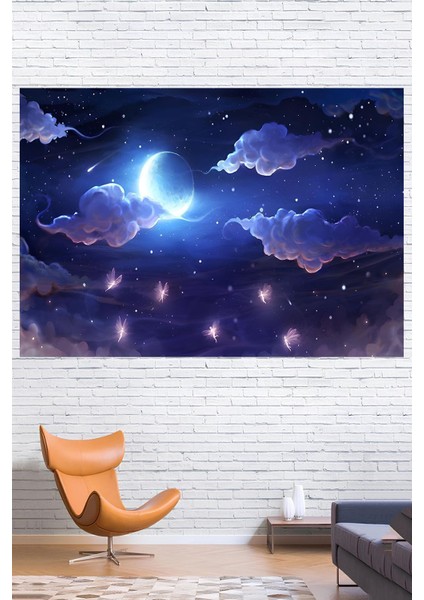 Ay Işığında Periler Duvar Örtüsü Duvar Halısı Wall Tapestry