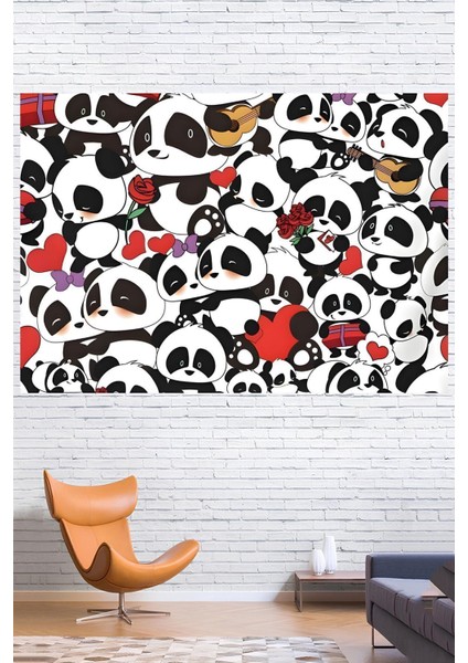 Kumaş , Sevimli Pandalar Duvar Örtüsü Duvar Halısı Wall Tapestry