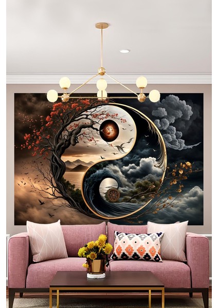 Ying Yang Muhteşem Tasarım Duvar Örtüsü Duvar Halısı Wall Tapestry