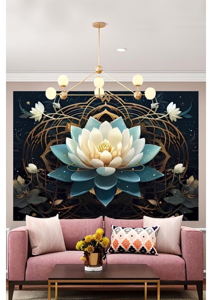 Arınma ve Canlanmanın Simgesi Lotus Duvar Örtüsü Duvar Halısı Wall Tapestry
