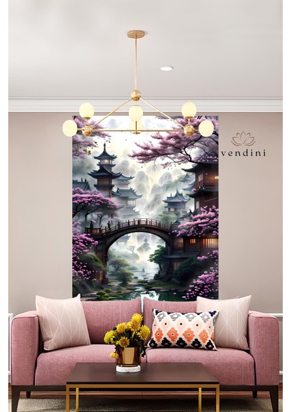 Japon Bahçesi Duvar Örtüsü Duvar Halısı Wall Tapestry