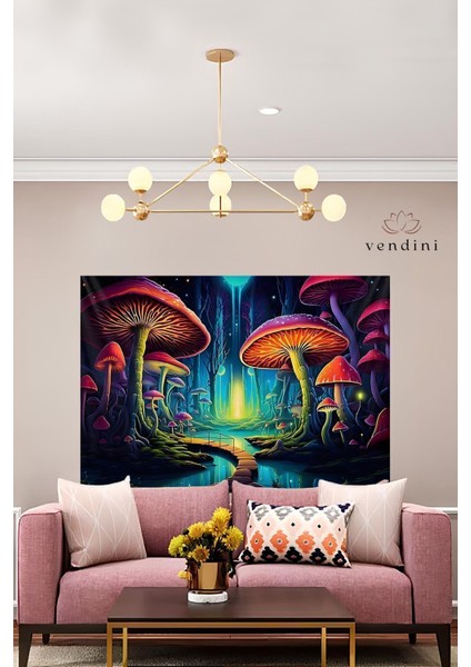 Kumaş , Mantar Ormanı Duvar Örtüsü Duvar Halısı Wall Tapestry