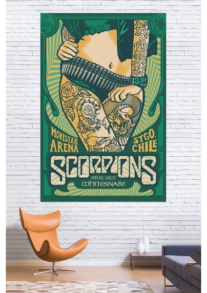 Kumaş , Scorpions Afişi Duvar Örtüsü Duvar Halısı Wall Tapestry