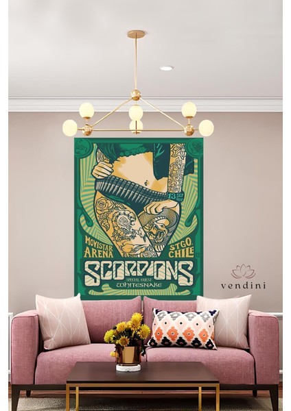 Kumaş , Scorpions Afişi Duvar Örtüsü Duvar Halısı Wall Tapestry