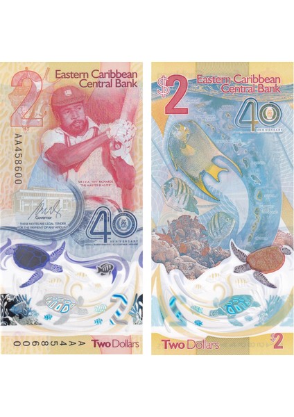 Karayipler (East Caribbean), 2 Dolar (2023) Polimer Hatıra Çil