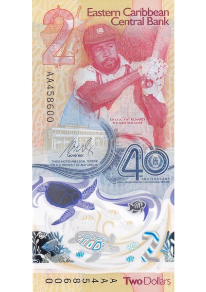 Karayipler (East Caribbean), 2 Dolar (2023) Polimer Hatıra Çil fiyatları