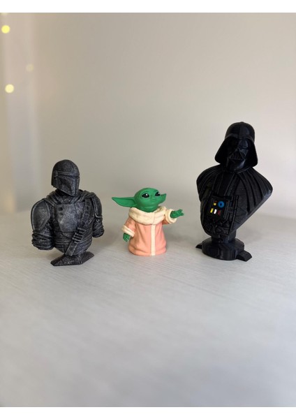 Baby Yoda Üçlü Seti - Figür Büst Koleksiyon Hediye Hobi