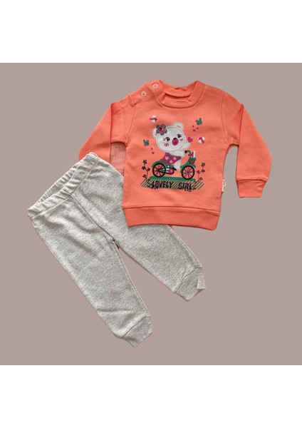 Minilkabebe Lovely Girl Kız Bebek Alt Üst Baskılı Takım Y.ağzı