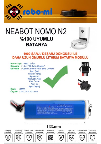 Nomo N2 Uyumlu Batarya 14.4V 5200.-MAH