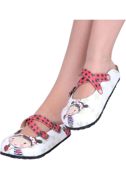 G252 Minik Kız Desen Baskılı Burnu Kapalı Sabo Kız Çocuk ve Kadın Terlik modelleri