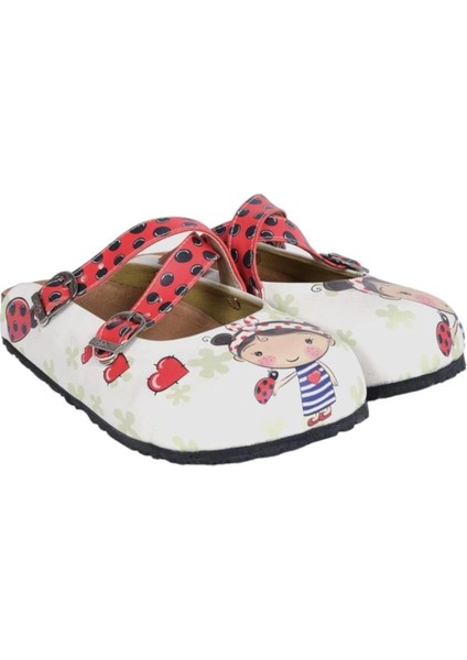 G252 Minik Kız Desen Baskılı Burnu Kapalı Sabo Kız Çocuk ve Kadın Terlik fırsatları