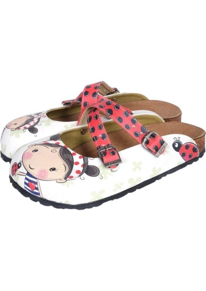 G252 Minik Kız Desen Baskılı Burnu Kapalı Sabo Kız Çocuk ve Kadın Terlik indirimleri
