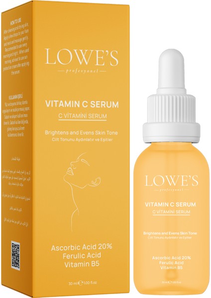 Cilt Lekelerine Karşı Etkili Parlatıcı Vitamin C Serum, Glutatyon, Ferulik Asit ve %20 Askorbik Asit