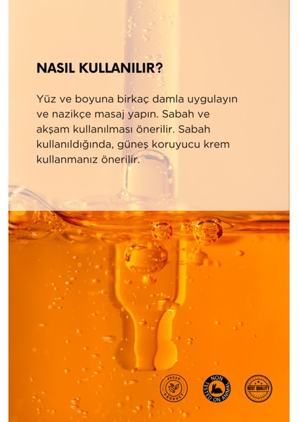 Cilt Lekelerine Karşı Etkili Parlatıcı Vitamin C Serum, Glutatyon, Ferulik Asit ve %20 Askorbik Asit