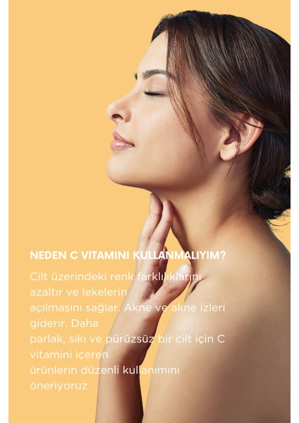 Cilt Lekelerine Karşı Etkili Parlatıcı Vitamin C Serum, Glutatyon, Ferulik Asit ve %20 Askorbik Asit