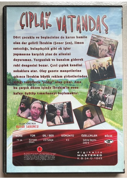 Şener Şen Çıpla Vatandaş DVD Orjnal Dönem Baskı Dvd)