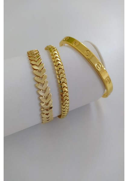 Göz Alıcı Altın Kaplama Kombin Bileklik