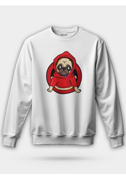 Kapüşonlu Pug Unisex Regular Sweatshirt