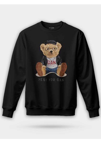Gözlüklü Cool Ayıcık Unisex Regular Sweatshirt