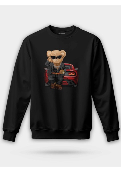 Gözlüklü Tarz Ayı Unisex Regular Sweatshirt