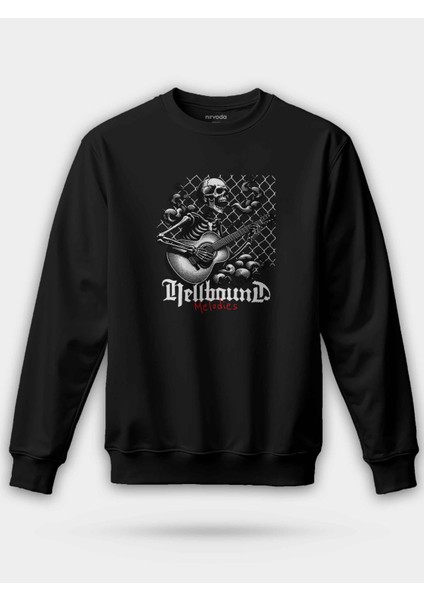 Hellbound Melodies Gitarist Kurukafa Siyah Unisex Regular Sweatshirt