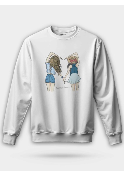 Kız Arkadaşlar Kalp Friendship Forever Unisex Regular Sweatshirt