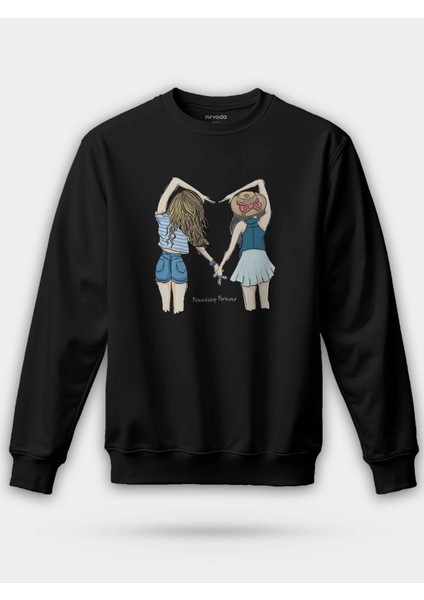 Kız Arkadaşlar Kalp Friendship Forever Unisex Regular Sweatshirt