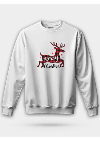 Merry Christmas Yılbaşı Geyiği Unisex Regular Sweatshirt