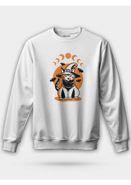 Halloween Kedisi Cadılar Bayramı Unisex Regular Sweatshirt