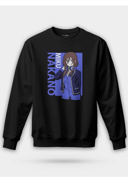 Miku Nakano Mavi One Piece Siyah Unisex Regular Sweatshirt