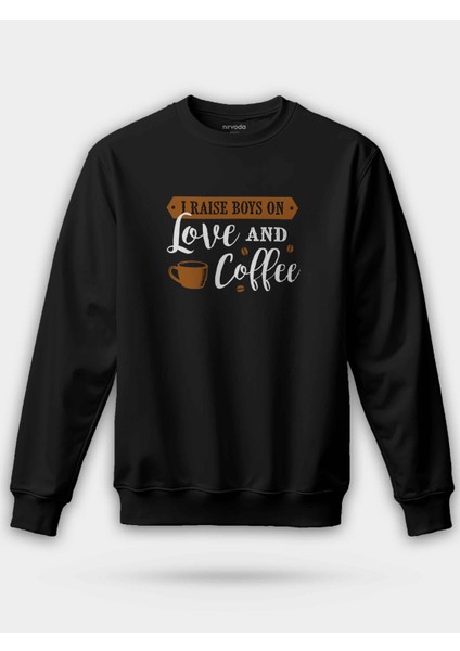 Love Coffee Kahve Aşkı Siyah Unisex Regular Sweatshirt