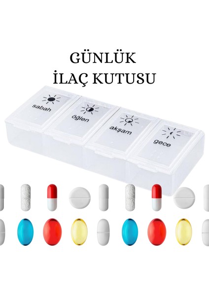4 Adet Günlük Ilaç Kutusu Ilaç Kutusu Düzenleyici Günlük Ilaç Saklama Kutusu