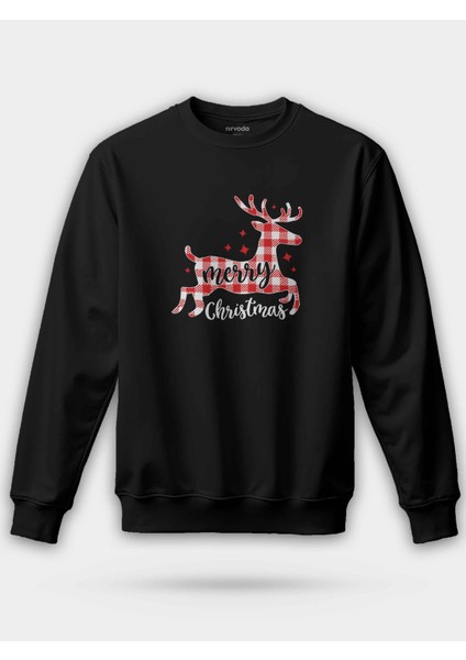 Merry Christmas Yılbaşı Geyiği Unisex Regular Sweatshirt
