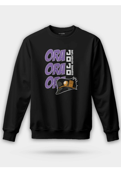 Ora Ora Jojo Bizarre Adventure Siyah Unisex Regular Sweatshirt