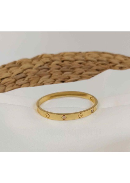 Alaşım Kartier Kelepçe Taşlı Bileklik (Gold) fiyatları