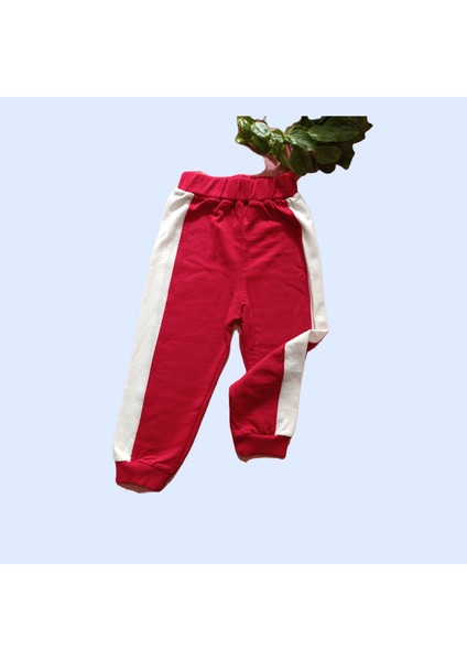 Minilkabebe Kapüşonlu Cift Cepli Çocuk Eşofman Takımı Kırmızı 3 Yaş