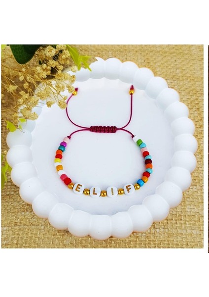 Isim Yazılı Kesme Boncuk Asansör Kilit Çocuk Bileklik