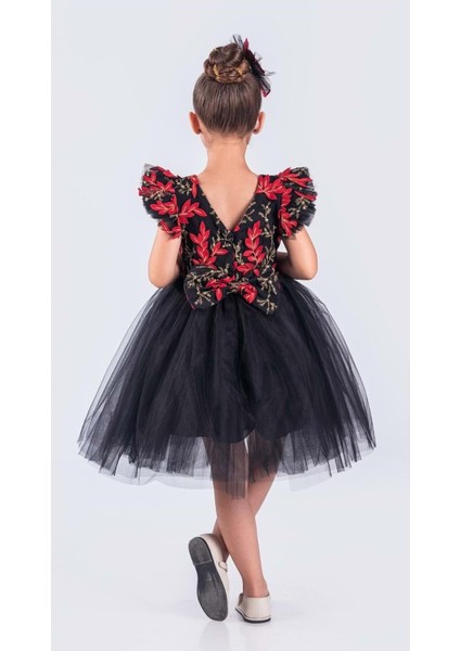 Kız Çocuk Nakışlı Tütü Etek Elbise MNK0578