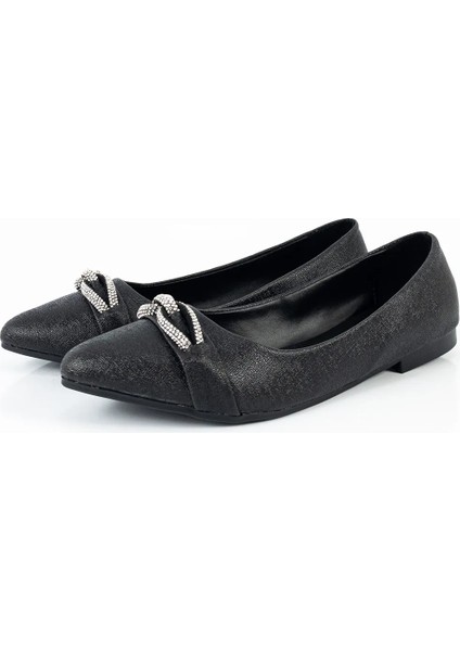 Kadın Siyah Içi Yumuşak Taş Detaylı Babet Ayakkabı fiyatları