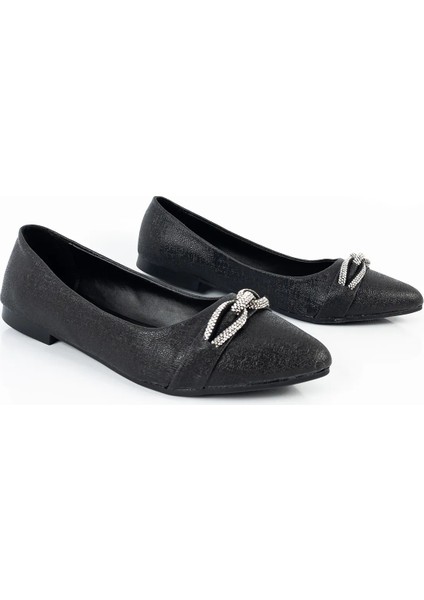 Kadın Siyah Içi Yumuşak Taş Detaylı Babet Ayakkabı indirimleri