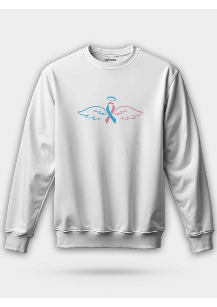 Pembe Mavi Kurdele Melek Kanadı Unisex Regular Sweatshirt