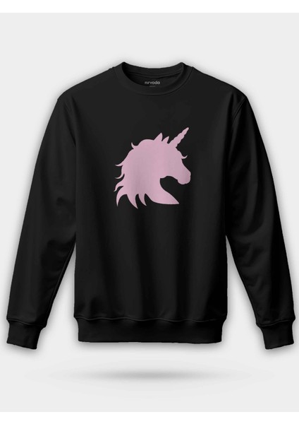 Pembe Unicorn Logo Unisex Regular Sweatshirt