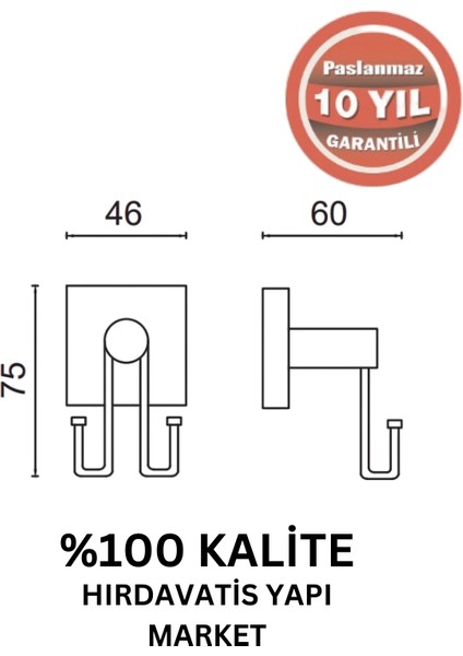 Paslanmaz Pirinç Vizyon 2’li Bornozluk Mat Siyah fiyatları