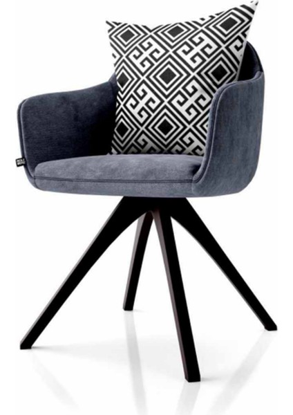 Athıra Siyah-Beyaz Geometrik Desenli Dijital Baskı Rachel Kumaş 45 x 45 Kırlent Kılıfı 1 Adet modelleri