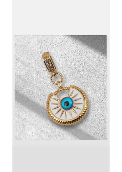 Nazar Boncuklu Gold Çelik Charm