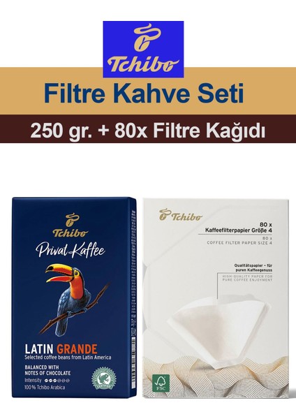 Privat Kaffee Latin Grande Öğütülmüş Filtre Kahve 250 gr + 80 Filtre