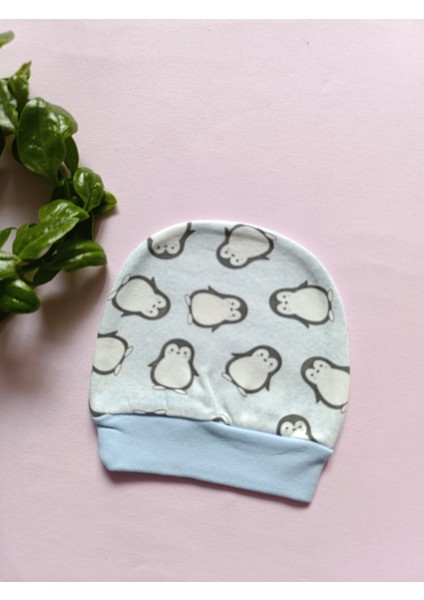 Minilkabebe Penguen Desen 3 Lü Bebek Zıbın Takım Mavi