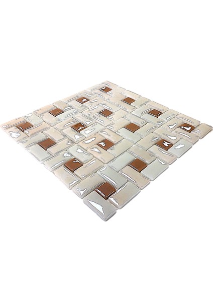 Mutfak Tezgah Arası, Banyo, Sauna, Spa, ve Yaşam Alanlarının Tüm Yüzeyleri İçin. P.krem-A.kahve. 31.5X31.5 Cm. Fileli Cam Mozaik. ( 10 File Karo = 1 M2 Fiyatıdır ) fiyatları